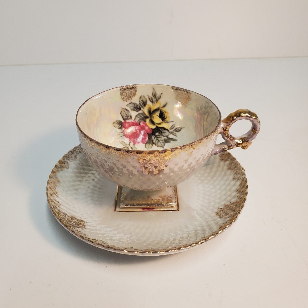 Vintage squared footed teacup and saucer